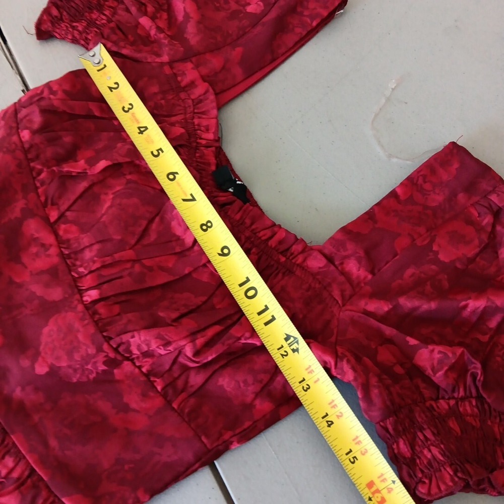 Deep Red Milkmaid Dress XS Mini Peasant Babydoll Cottagecore Prairie Coquette - Picture 5 of 9